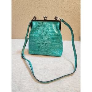 Patricia Nash Women's Aqua Green Leather Crossbody Strap Satchel/Top‎ Handle Bag